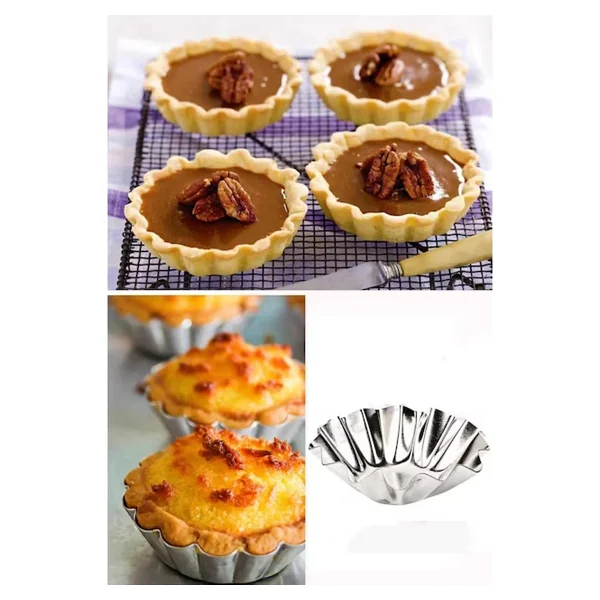 12 Adet Paslanmaz Mini Kek Kalıbı, Cupcake, Tart, Tartolet, Brownie, Topkek, Muffin Kalıbı - Görsel 3