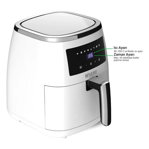 Wiami Airfryer 5 lt Beyaz Yağsız Fritöz - Görsel 2