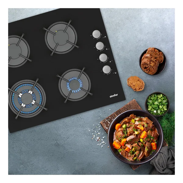 Simfer 3508 Wok Gözlü Siyah Cam Ankastre Ocak - Görsel 6