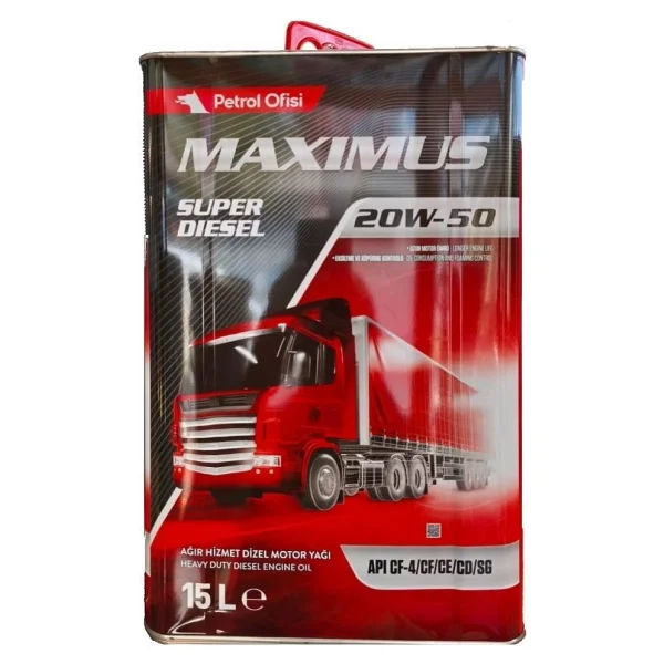 Petrol Ofisi Maximus Süper Diesel 20W-50 Motor Yağı Teneke 15 L - Görsel 6