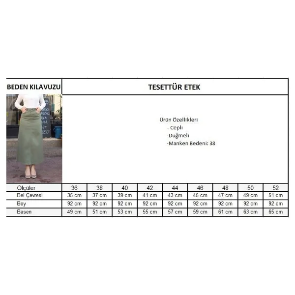 Tesettür Etek - 48 - Çağla - Görsel 4