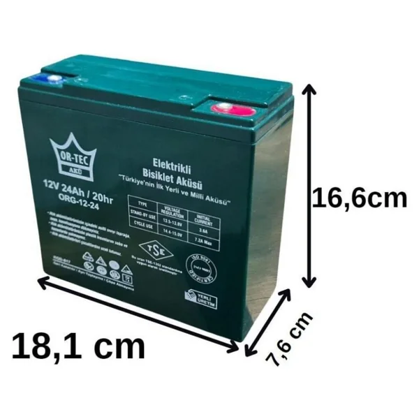Or-Tec Jel Akü 6'lı Set 12V 24Ah Yüksek Performans Elektrikli Bisiklet ve Motosiklet Uyumlu - Görsel 2