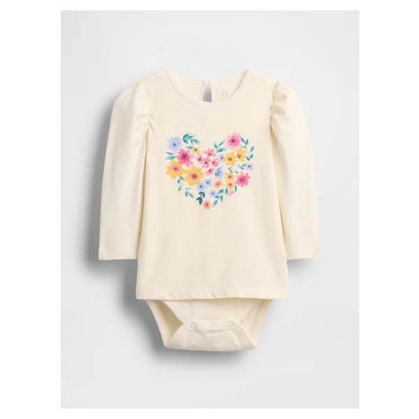 Gap Bebek Çiçek Desenli Shirt Bodysuit - 0 - 3 Ay - Görsel 3