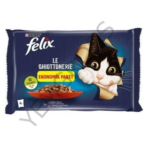 Felix Sığır Etli ve Tavuklu 4x85 gr Yetişkin Kedi Yaş Maması - Görsel 4