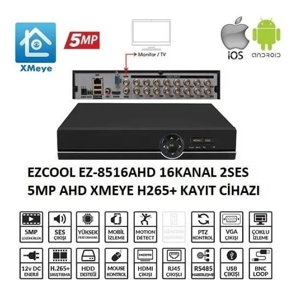Ezcool EZ-8516AHD 16 Kanal XVR Kayıt Cihazı - Görsel 3