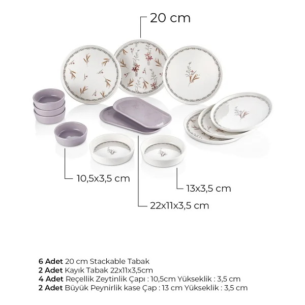 Kitchen Life Bahar Dalı 14 Parça 6 Kişilik Kahvaltı Takımı - Görsel 2