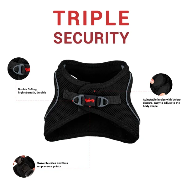 Tailpetz Air Mesh Harness XL Siyah Köpek Gögüs Tasması - Görsel 8