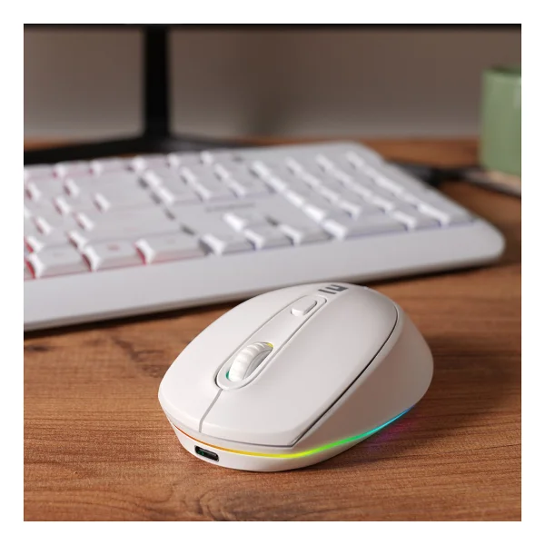 Everest KM-1500 Beyaz Şarjlı Kablosuz Klavye Mouse Seti - Görsel 4