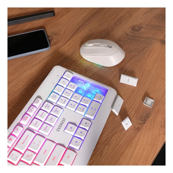 Everest KM-1500 Beyaz Şarjlı Kablosuz Klavye Mouse Seti - Görsel 6