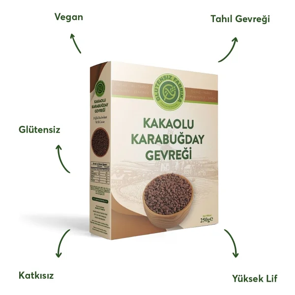Glutensiz Fabrika Kakaolu Karabuğday Gevreği 250 gr - Görsel 3