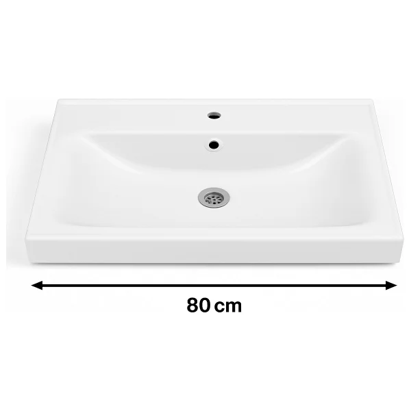 Dmz Home Concept Arista 80 cm Beyaz Renkli Mdf, Seramik Lavabolu, Alt - Üst ve Boy Dolaplı, Üst Dolap Aynalı, Banyo Dolabı Seti - Görsel 8