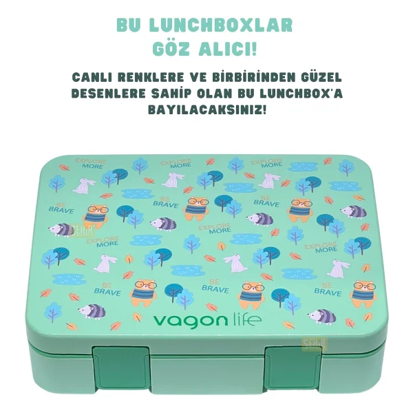 Vagonlife FFB091 Yeşil 1300 ml 4 Bölmeli Beslenme Kutusu - Görsel 2