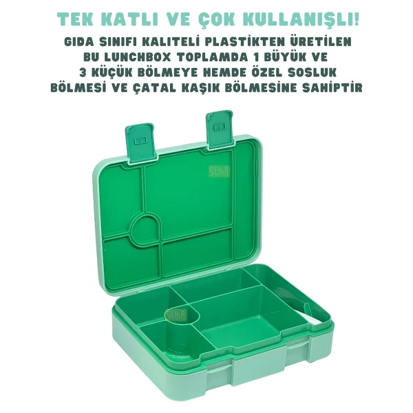 Vagonlife FFB091 Yeşil 1300 ml 4 Bölmeli Beslenme Kutusu - Görsel 4