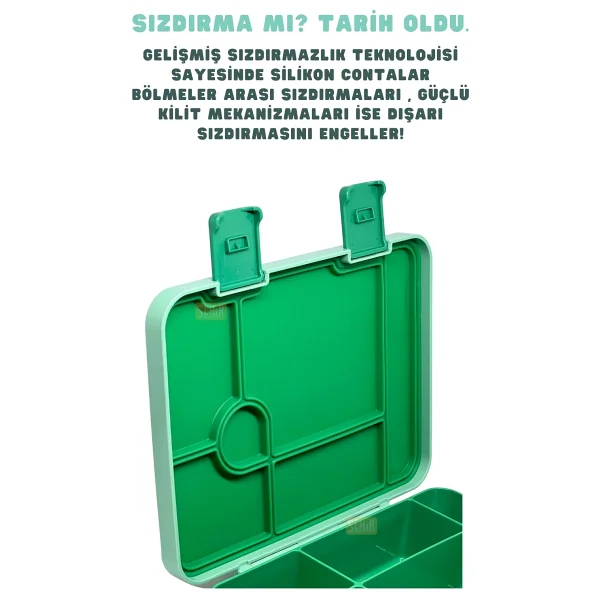 Vagonlife FFB091 Yeşil 1300 ml 4 Bölmeli Beslenme Kutusu - Görsel 5