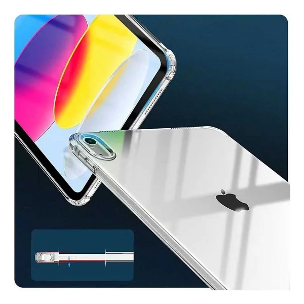 iPad 10.9 2022 (10.nesil) - Uyumlu Uyumlu Omsy Tablet Nitro Anti Shock Silikon Kapak-Renksiz - Görsel 4