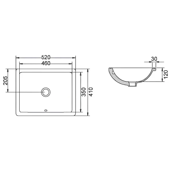Turavit Hilton Kare Tezgah Altı Lavabo 41x52 Cm 5027 Beyaz - Görsel 4