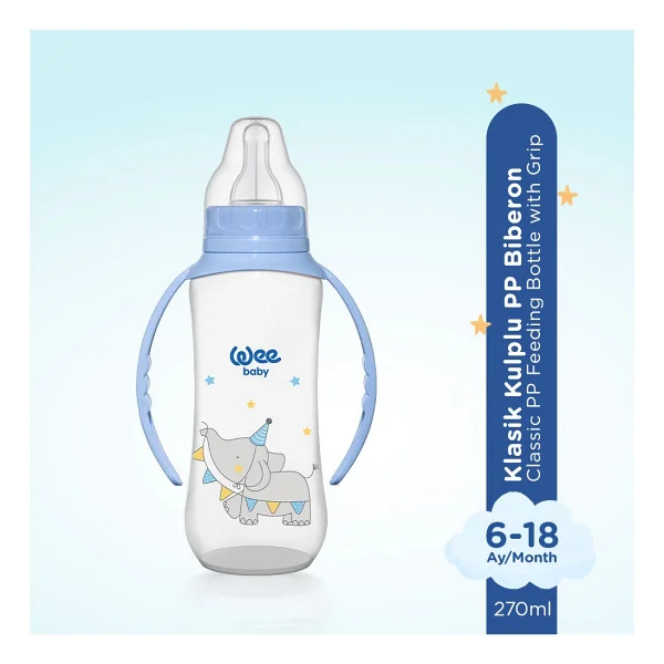 Wee Baby Klasik Kulplu Pp Biberon 270 ml Mavi 6-18 Ay - Görsel 2