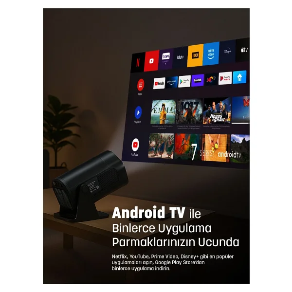 Jeero HY320 Taşınabilir 4K Projeksiyon Cihazı (Türkçe Menü) - 0 - Siyah - Görsel 3