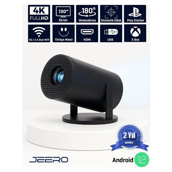 Jeero HY320 Taşınabilir 4K Projeksiyon Cihazı (Türkçe Menü) - 0 - Siyah - Görsel 8