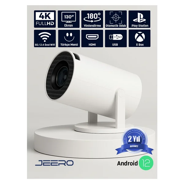 Jeero HY320 Taşınabilir 4K Projeksiyon Cihazı (Türkçe Menü) - 0 - Siyah - Görsel 9