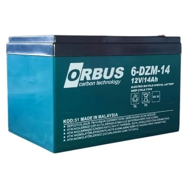 Orbus 12v 14amper 12v 14ah Deep Cycle - Derin Döngülü Elekrikli Bisiklet Akü E-bike Aküsü Ebatlar: 150x97x95 - Görsel 2
