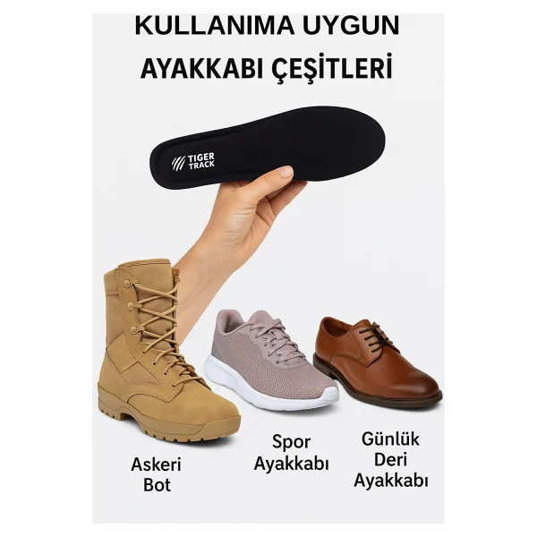 Tıger Track Ark Support Spor ve Günlük Kullanım Için Ultra Konforlu Ortopedik Ayakkabı Tabanlığı Kadın Erkek - 39-45 - Görsel 8