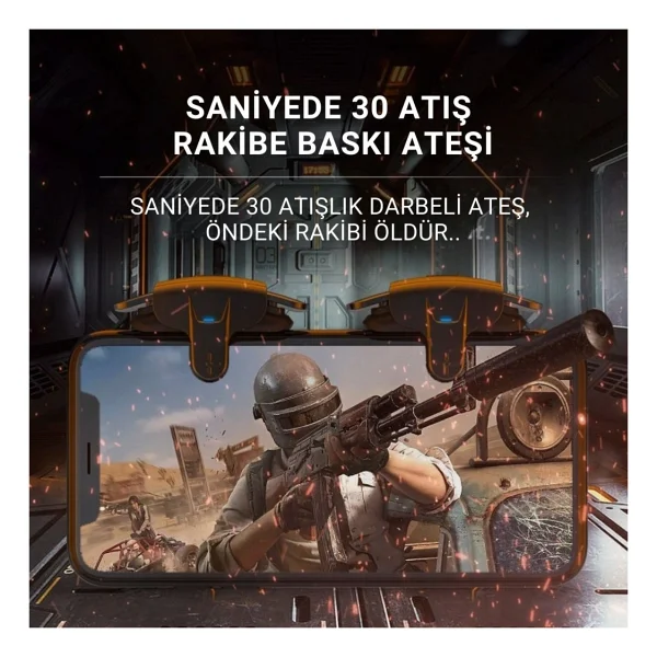 Polham Tüm Telefonlara Uygun Pubg Ve Call Of Duty Uyumlu Şarjlı Oyun Tetiği Hızlı Ateş Ve Hassas Nişan - Görsel 2