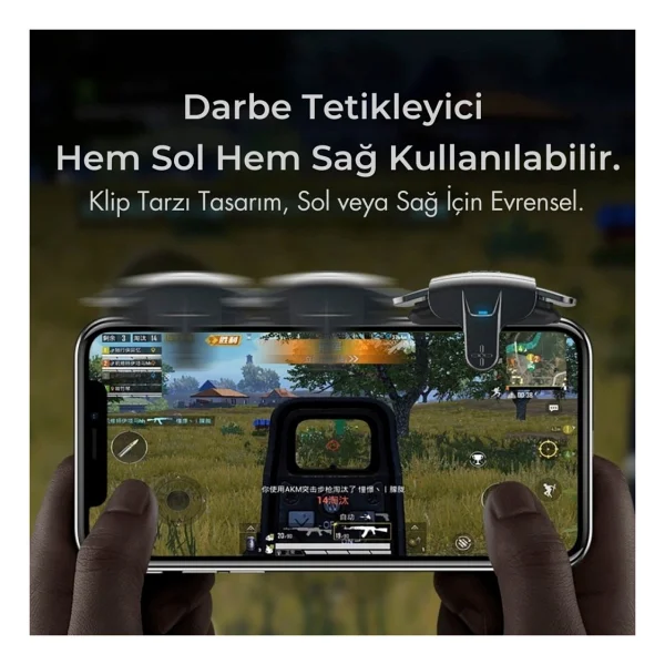 Polham Tüm Telefonlara Uygun Pubg Ve Call Of Duty Uyumlu Şarjlı Oyun Tetiği Hızlı Ateş Ve Hassas Nişan - Görsel 5