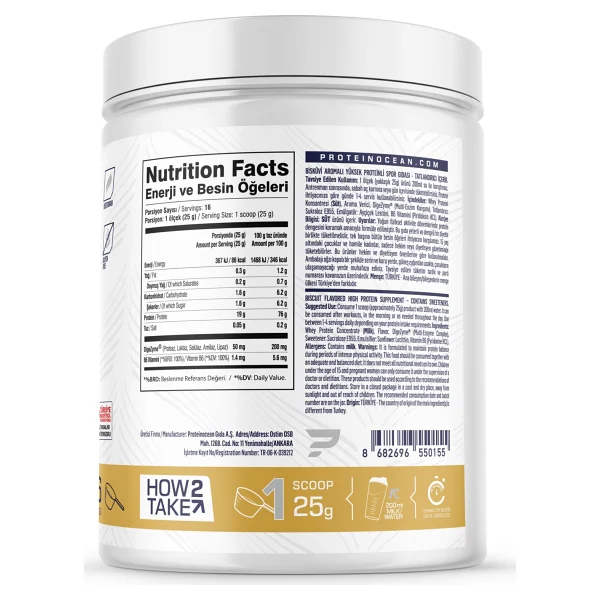 Proteinocean 400 gr Bisküvi Aromalı Whey Protein Tozu - Görsel 2