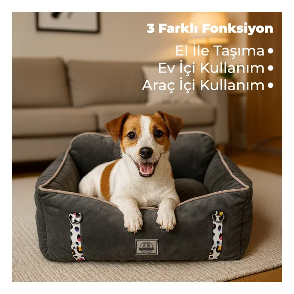 Pawgo, Premium Taşınabilir Kedi ve Köpek Araba Koltuğu, Tasma Klipsli, Ayarlanabilir Kayışlı - Antrasit - Görsel 7
