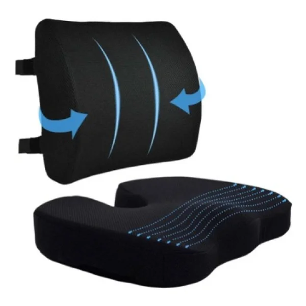 Medpride Visco Cocix Oturma Minderi ve Oto Araç Ofis Koltuk Sandalye Bel Destek Minderi - 45 x 34 x 7 cm - Siyah - Görsel 3