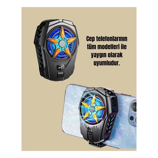 Oyunlar Için Telefon Soğutucu - 65-85 mm Uyumlu, Dijital Ekranlı - Görsel 5