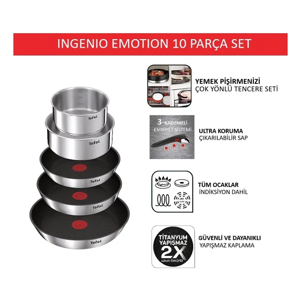 Tefal Ingenio Emotion 2X 10 Parça Tencere Seti - Görsel 3