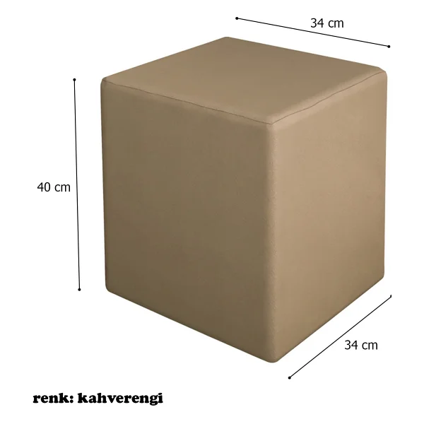 Modilayn Kare Puf Ahşap Iskeletli - Kahverengi - Görsel 4