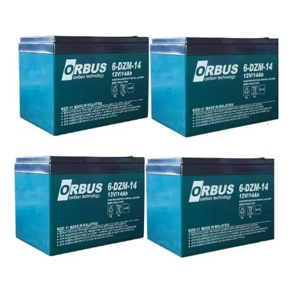 Orbus 12v 14amper 12v 14ah 4'lü Paket Deep Cycle - Derin Döngülü Elekrikli Bisiklet Akü E-bike Aküsü Ebatlar: 150x97x95 - Görsel 6