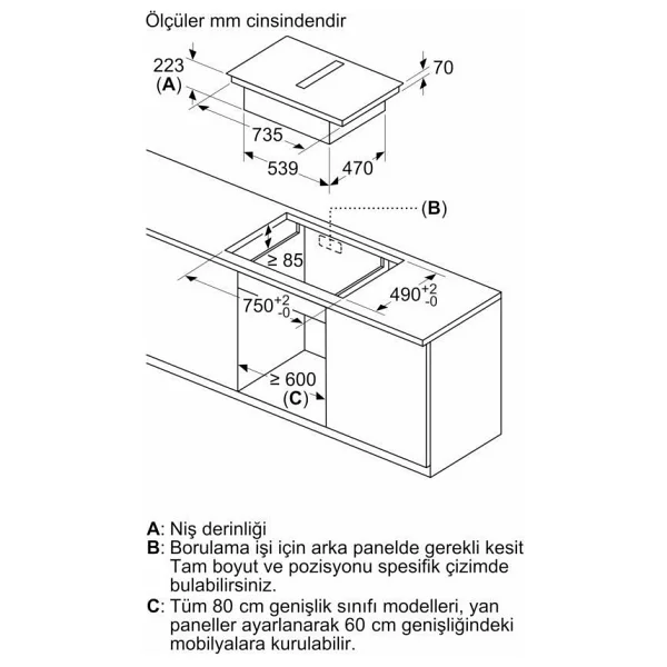 Bosch PVS811B16E Davlumbaz Entegreli İndüksiyonlu Ocak - Görsel 3
