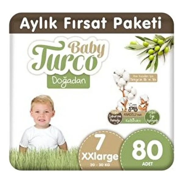 Baby Turco Doğadan 7 Numara XX Large 80'li Bebek Bezi - Görsel 9