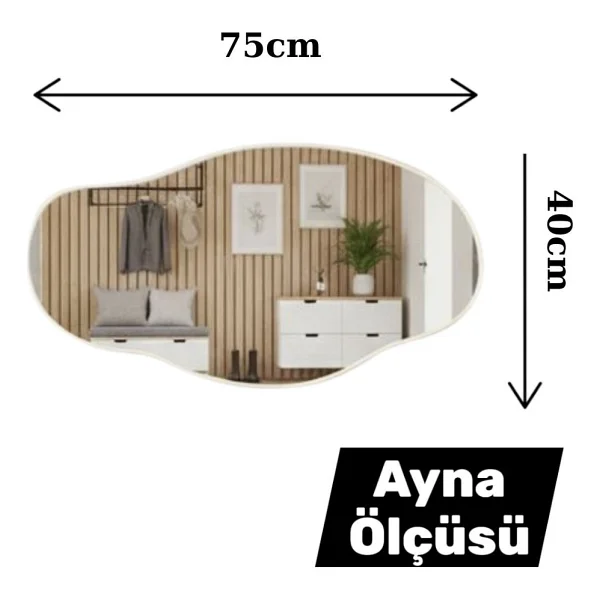 Robin Home Antre Hol Salon Aynalı Dresuar Kapaklı Metal Ayaklı No1 Beyaz - Görsel 6