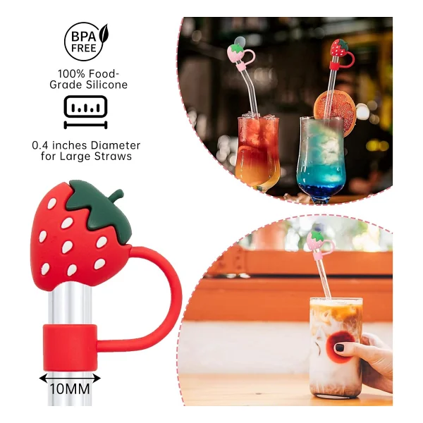 Belirtilmemiş Stanley Termos Uyumlu Stanley 1 Adet Renkli 10 mm Için Pipet Tıpası Çiçekli Pipet Kapağı Quencher Pipet Tıpası 40 Oz ve 30 Oz Uyumlu - Kırmızı - Görsel 7