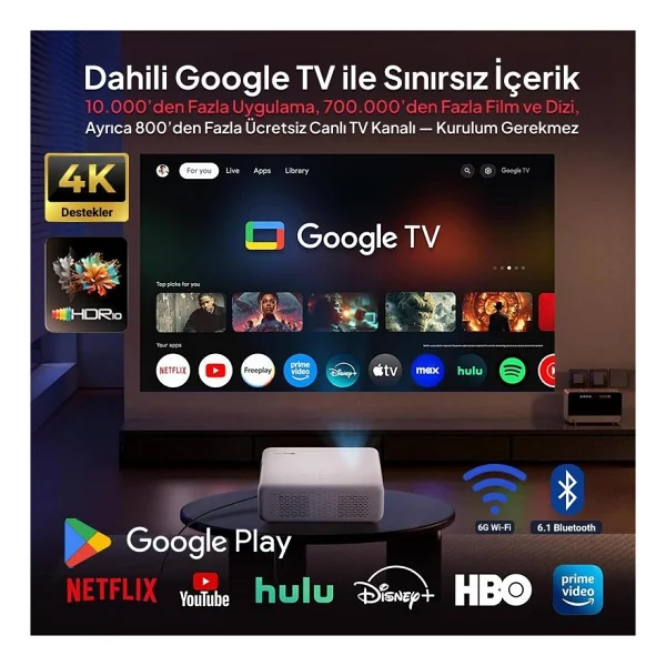 Aurzen Eazze D1G 200 Lümen Full HD Wi-Fi Android Projeksiyon Cihazı - Görsel 2