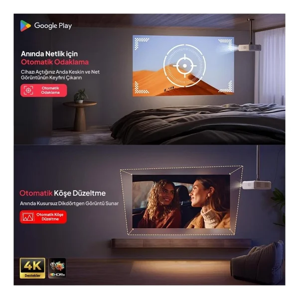Aurzen Eazze D1G 200 Lümen Full HD Wi-Fi Android Projeksiyon Cihazı - Görsel 3