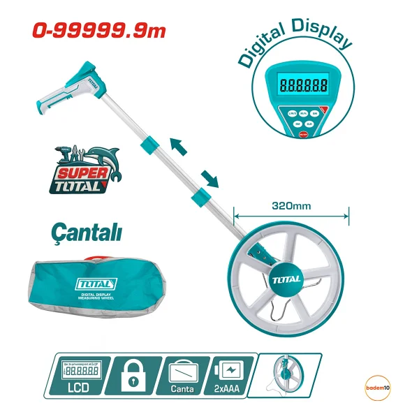 Total Tools TMT19923 Tekerlekli Dijital Mesafe Ölçer - Görsel 4