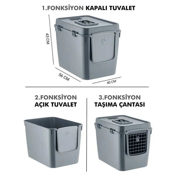 Pribor Hz-500 XXL Bej 3 Fonksiyonlu Kedi Tuvaleti - Görsel 8