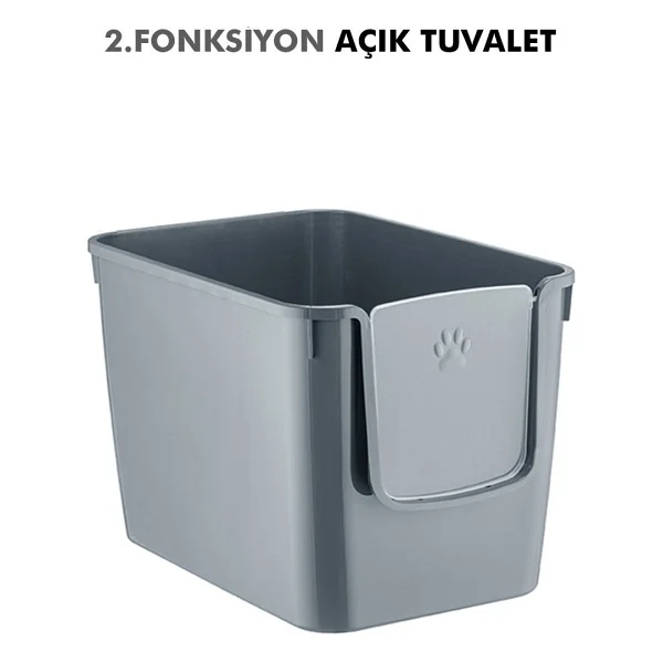 Pribor Hz-500 XXL Gri 3 Fonksiyonlu Kedi Tuvaleti - Görsel 3