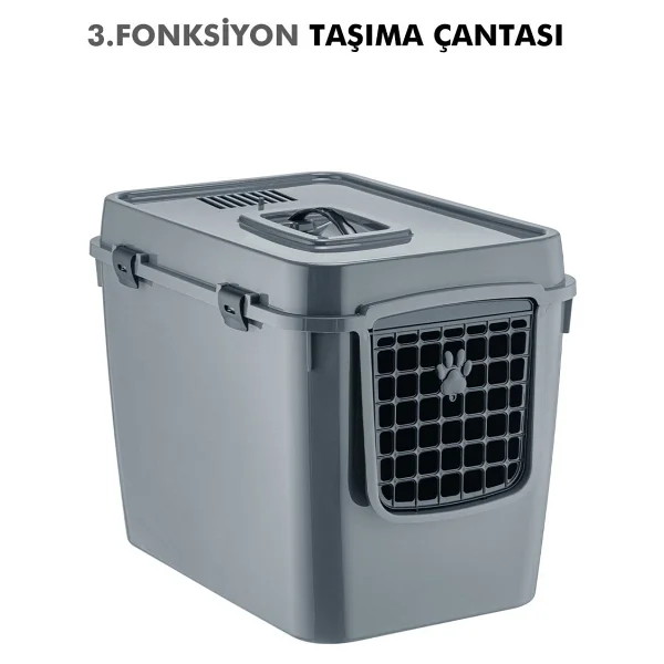 Pribor Hz-500 XXL Gri 3 Fonksiyonlu Kedi Tuvaleti - Görsel 4