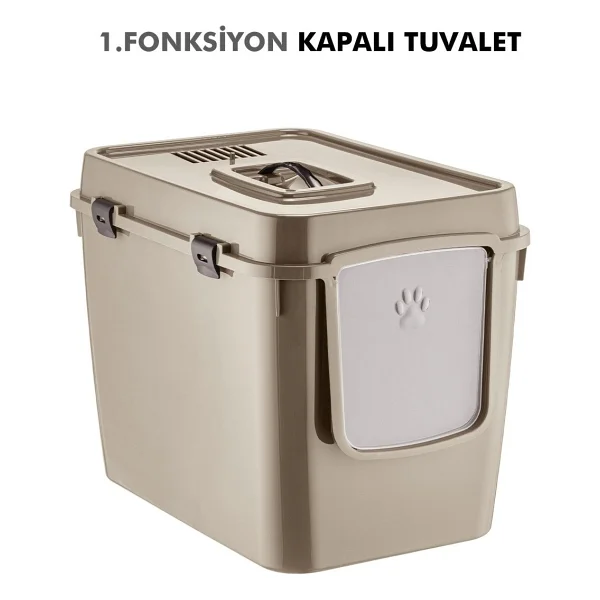 Pribor Hz-500 XXL Bej 3 Fonksiyonlu Kedi Tuvaleti - Görsel 2
