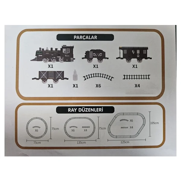 Brother Toys Duman Çıkartan Büyük Boy Pilli Sesli ve Işıklı 15 Parça Klasik Buharlı Tren Oyuncak Lokomotif Seti - Görsel 6