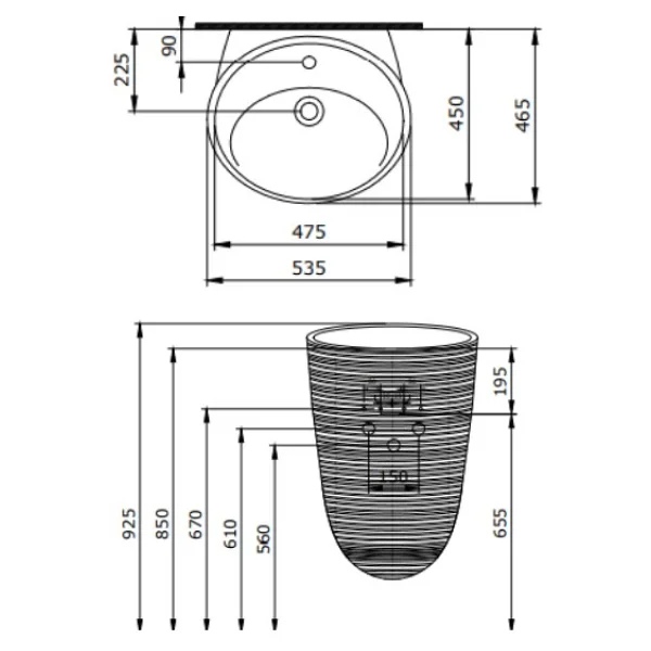 Bocchi 1655-0126 Strata Asma Monoblok Lavabo - Görsel 2