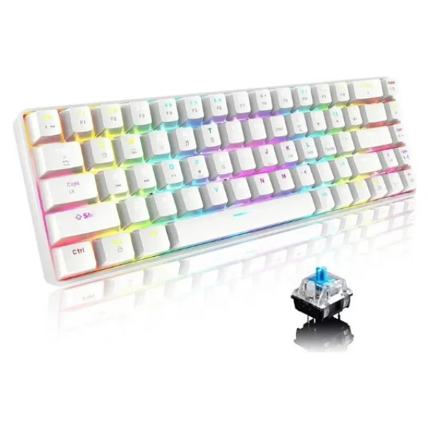 Sarftech T60 Blue Switch Beyaz Kablolu Mekanik Oyuncu Klavyesi - Görsel 2
