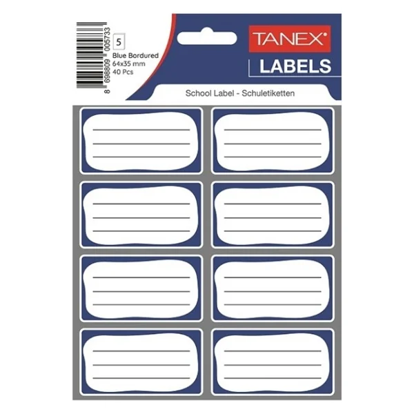 Tanex Kids Okul Etiketi Bordürlü Mavi 5Li - 3 Paket - Görsel 2